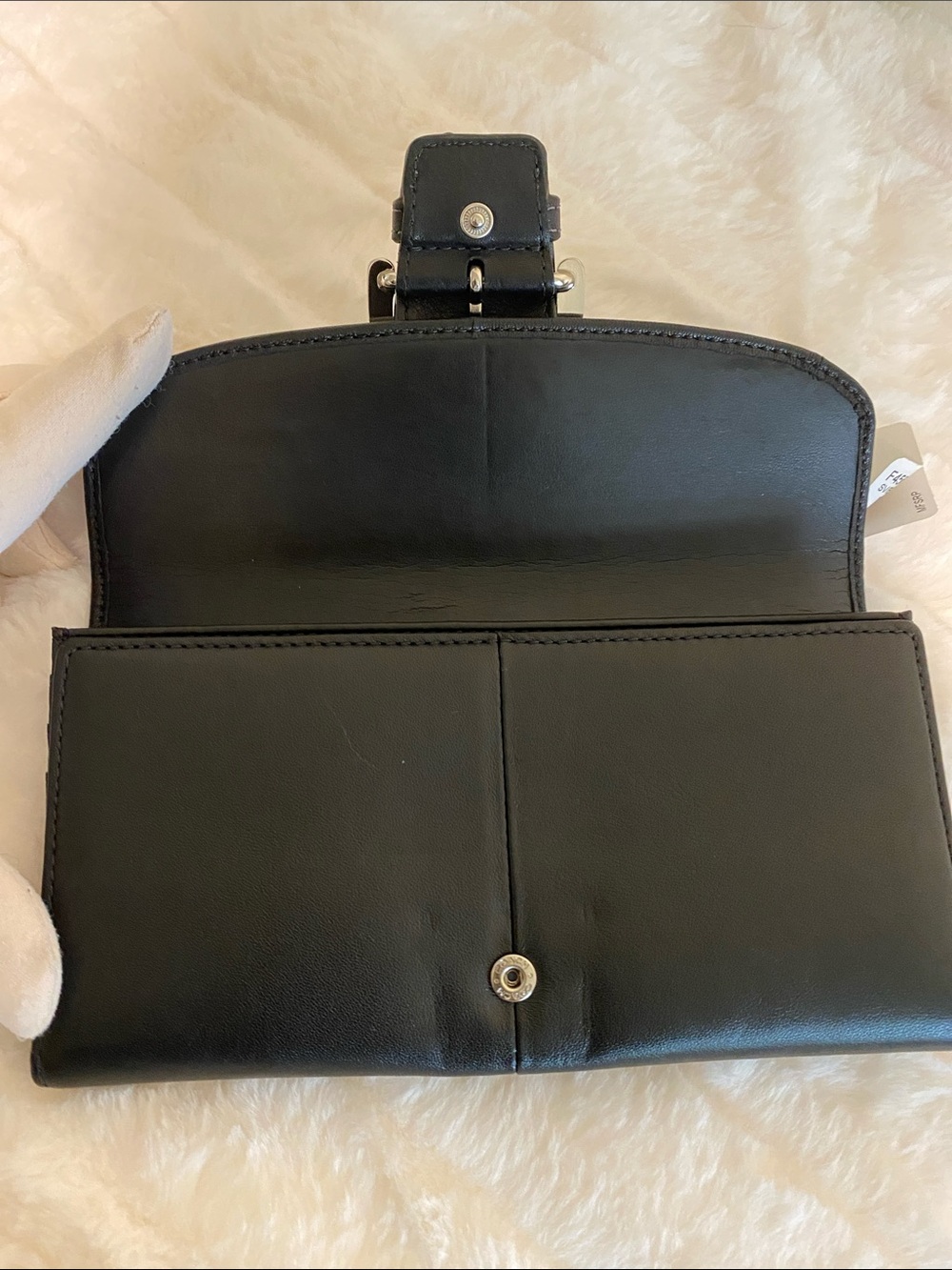 NWT Vintage Soho Leather Buckle Slim Envelope / Tri-Fold Wallet - Picture 5 of 17